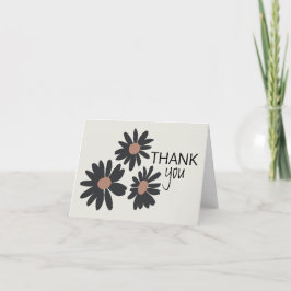Cartão De Agradecimento Padrão Floral Cor-de-Rosa Preto