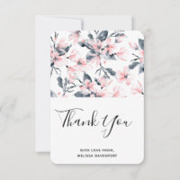 Padrão Floral De Aquarela Rosa E Cinza Obrigado