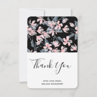 Padrão Floral De Aquarela Rosa E Cinza Obrigado