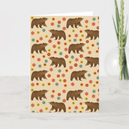 Cartão De Agradecimento Padrão Floral do Urso