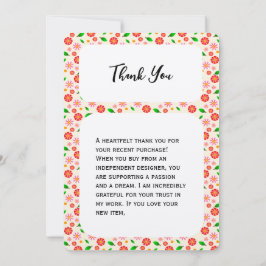 Cartão De Agradecimento Padrão Floral Minimalista Moderno creme