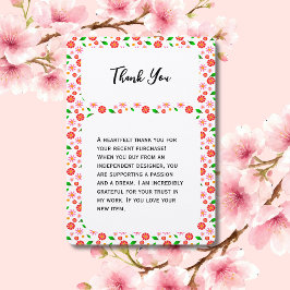 Cartão De Agradecimento Padrão Floral Minimalista Moderno fundo branco