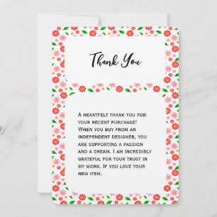 Cartão De Agradecimento Padrão Floral Minimalista Moderno fundo branco