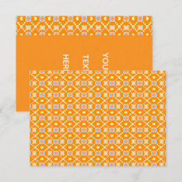 Cartão De Agradecimento Padrão Geométrico Pixelado Pastel em Laranja Vibra