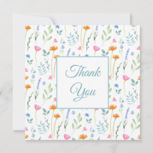 Cartão De Agradecimento Padrão Misturado de Watercolor de Flores Selvagens