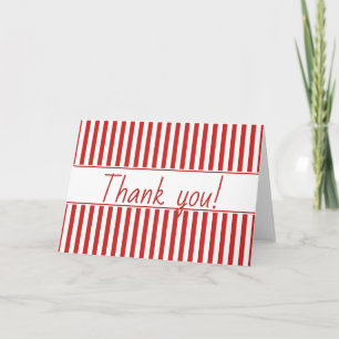 Cartão De Agradecimento Padrão Simples de Stripes - Vermelho Geométrico/Br
