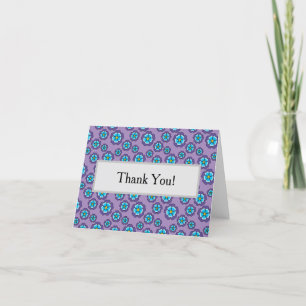 Cartão De Agradecimento Padrão Violet Blue Flowers Personalizar