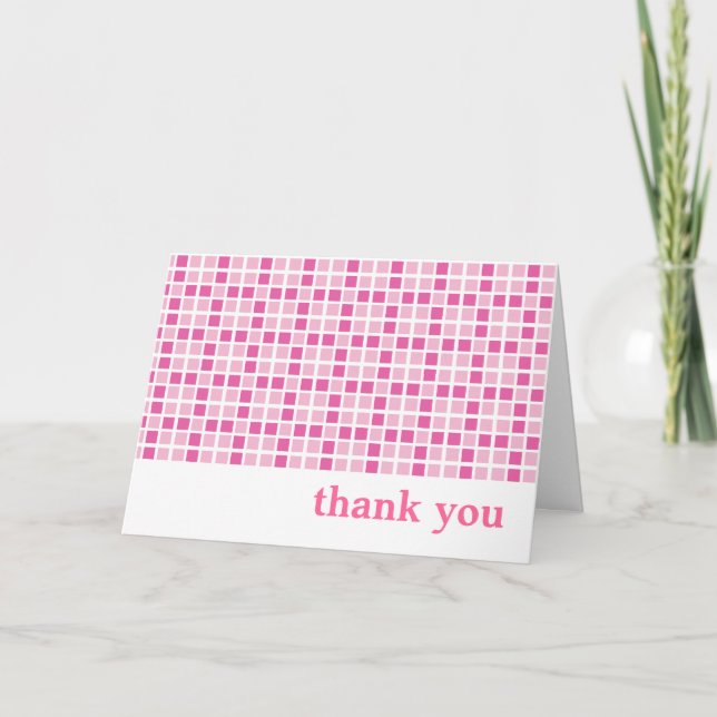 Cartão De Agradecimento Padrões Rosa, Obrigado (Frente)