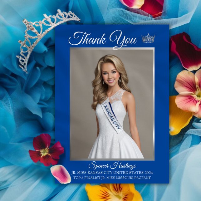 Cartão de Agradecimento Pageant Essentials (Show your appreciation to supporters with a custom pageant thank you card featuring your photo)