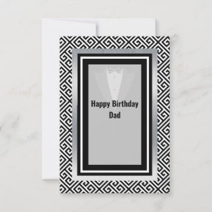 Cartão De Agradecimento Pai de aniversário feliz preto e branco obrigado d