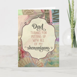Cartão De Agradecimento Pai, Obrigados Para Pôr Todos Os Meus Shenanigans
