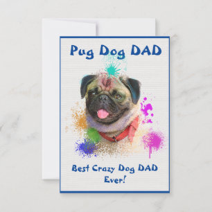 Cartão De Agradecimento Pai Pug Personalizado Cachorro Mais Pai Louco Digi
