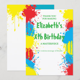 Cartão De Agradecimento Painting Party Kids Birthday