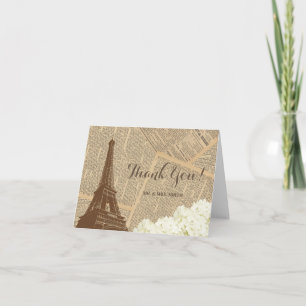 Cartão De Agradecimento Pairs Eiffel Tower Vintage Wedding Thank You