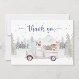 Cartão De Agradecimento País das Maravilhas de Inverno, Animais Nevados & 