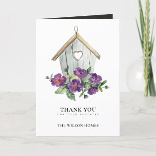 CARTÃO DE AGRADECIMENTO PAÍS RÚSSIO FLORA BIRDHOUSE REALTOR IMOBILIÁRIO