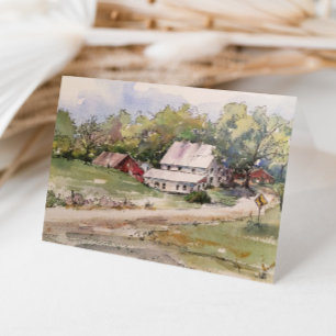 Cartão De Agradecimento Paisagem de Aquarela da Fazenda Rodoviária Russa C