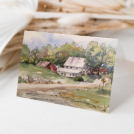 Cartão De Agradecimento Paisagem de Aquarela da Fazenda Rodoviária Russa C