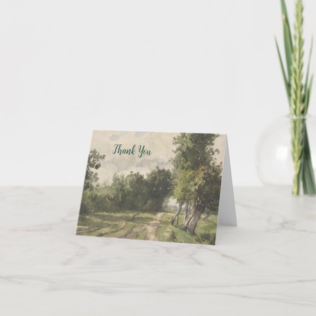 Cartão De Agradecimento Paisagem do Caminho com Aquarela - Troyon Constant (Frente)