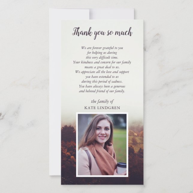 Cartão De Agradecimento Paisagem enevoada - foto - obrigado da simpatia (Frente)