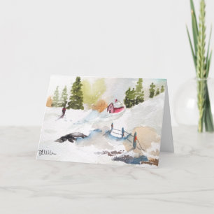 Cartão De Agradecimento Paisagem Rural de Natal em Aquarela
