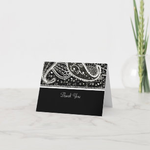 Cartão De Agradecimento Paisley Bl. & Wh. Thank You Card