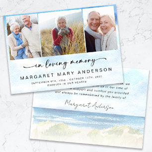 Cartão De Agradecimento Palavra de Simpatia Funeral de Foto do Beach Ocean
