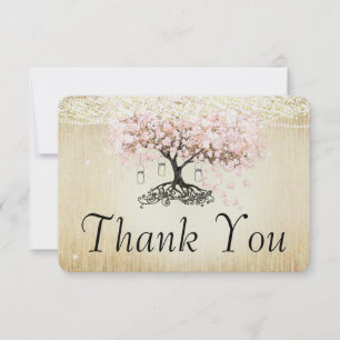 Cartão De Agradecimento Pale Dogwood Heart Leaf Tree Dourado Obrigado