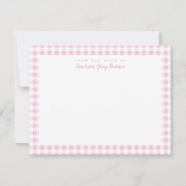 Cartão De Agradecimento Pale Pink Gingham Check Personal Stationery Card