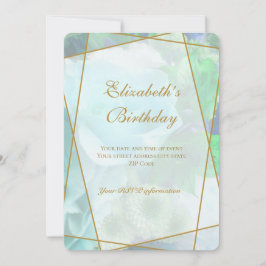 Cartão De Agradecimento Pale Teal Rose Garden Birthday Invitation Card