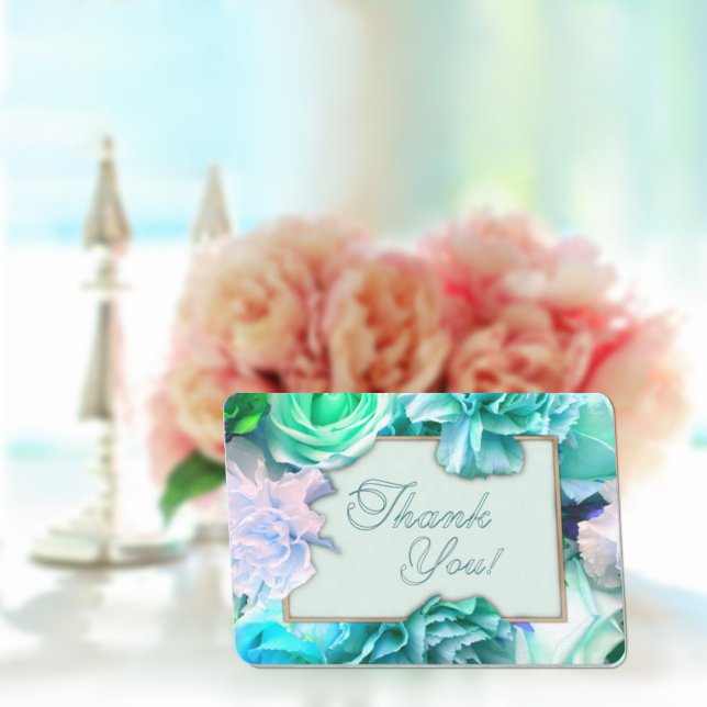 Cartão De Agradecimento Pale Teal Rose Thank You Card (Criador carregado)