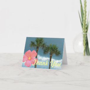 Cartão De Agradecimento Palm Trees and Hibiscus Thank You