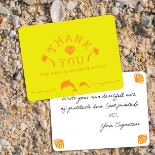 Cartão De Agradecimento Palmas & Golfinhos Amarelo & Laranja Personalizado