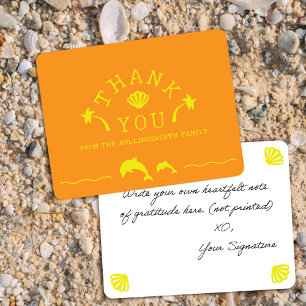 Cartão De Agradecimento Palmas & Golfinhos Laranja & Amarelo Personalizado