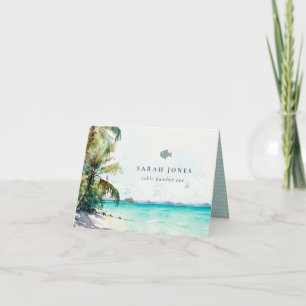 Cartão De Agradecimento Palmeiras Tropicais De Areia De Palmeiras De Casam