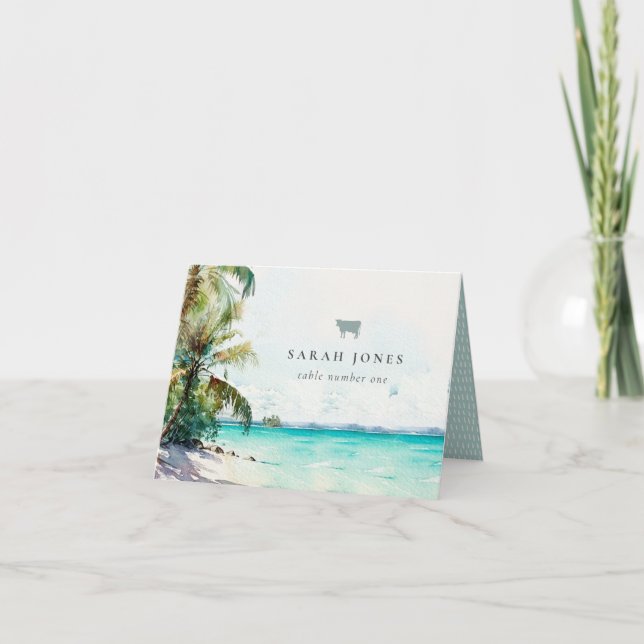 Cartão De Agradecimento Palmeiras Tropicais Palmeiras de Casamento Vaca de (Frente)