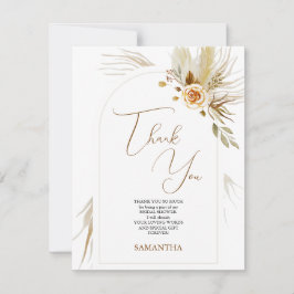 Cartão De Agradecimento Pampas grama boho elegante chá de noiva