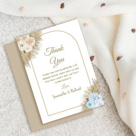 Cartão De Agradecimento Pampas Grass Boho - Partido Revelação do Gênero