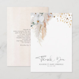 Cartão De Agradecimento Pampas Grass Floral Chá de fraldas Pequeno Obrigad