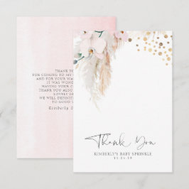 Cartão De Agradecimento Pampas Grass Floral Chá de fraldas Pequeno Obrigad