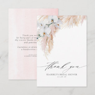 Cartão De Agradecimento Pampas Grass Floral Chá de panela Pequeno Obrigado