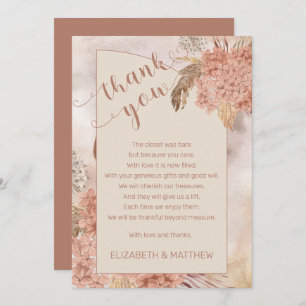 Cartão De Agradecimento Pampas Grass   Hydrangeas Chá de fraldas Obrigado