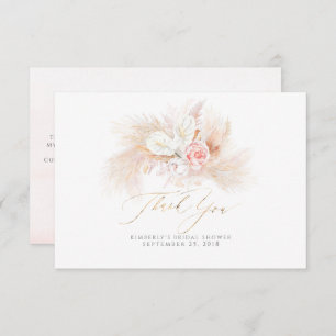 Cartão De Agradecimento Pampas Grass Rosa Floral Pequeno Obrigado