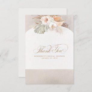 Cartão De Agradecimento Pampas Grass White Floral Elegante Obrigado