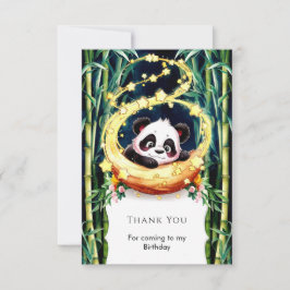 Cartão De Agradecimento Panda de Aniversário com Aquarela Mágica Simples
