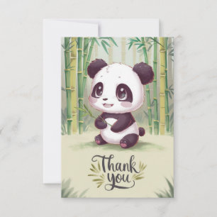 Cartão De Agradecimento Panda de Madeira Cega