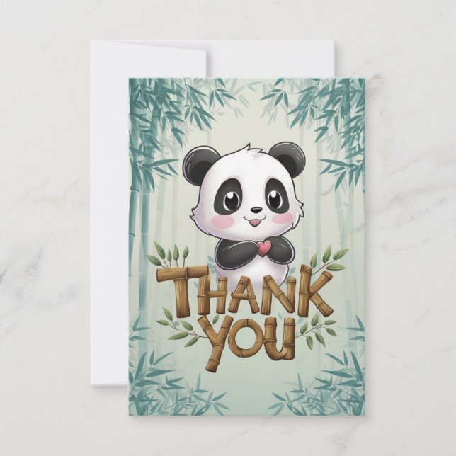 Cartão De Agradecimento Panda Elegante Encantada (Frente)