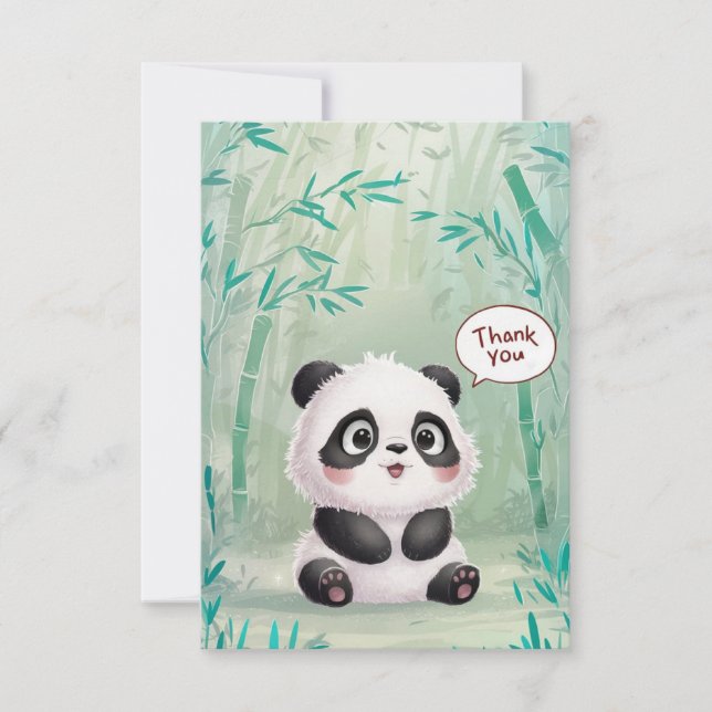Cartão De Agradecimento Panda Elegante Encantada (Frente)