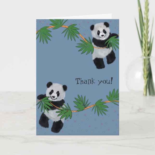 Cartão De Agradecimento Pandas bonitos (Frente)