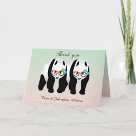 Cartão De Agradecimento Pandas Gays Fofos Arco-íris Usando Óculos Obrigado
